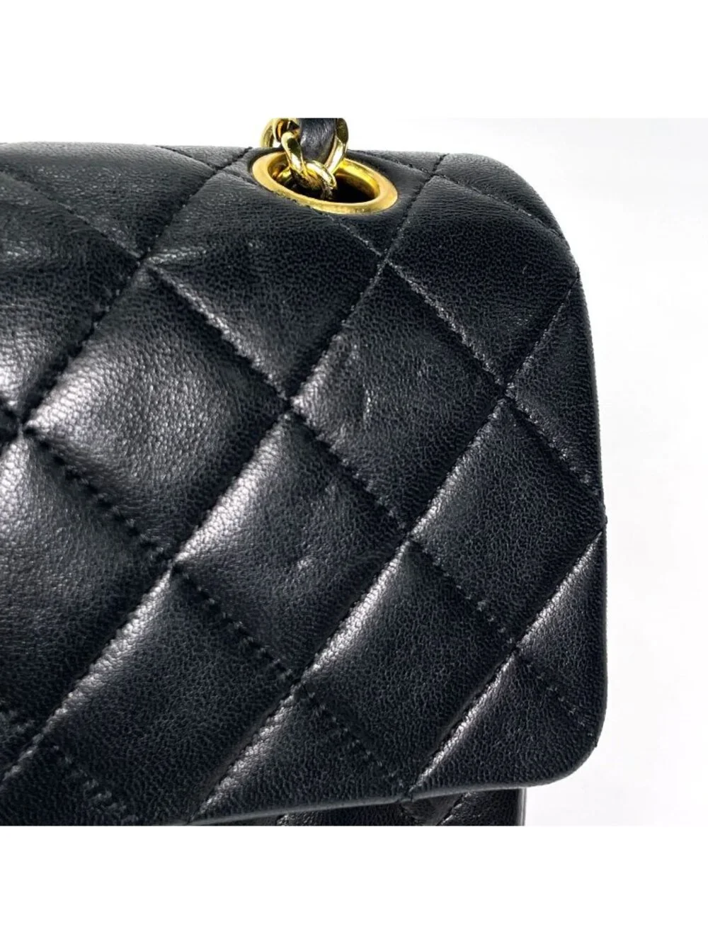 Chanel Quilted Shoulder Bag CC Logo Double Flap Leather Black